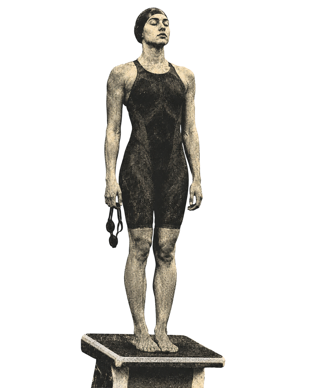 Swimmer breathing on the block